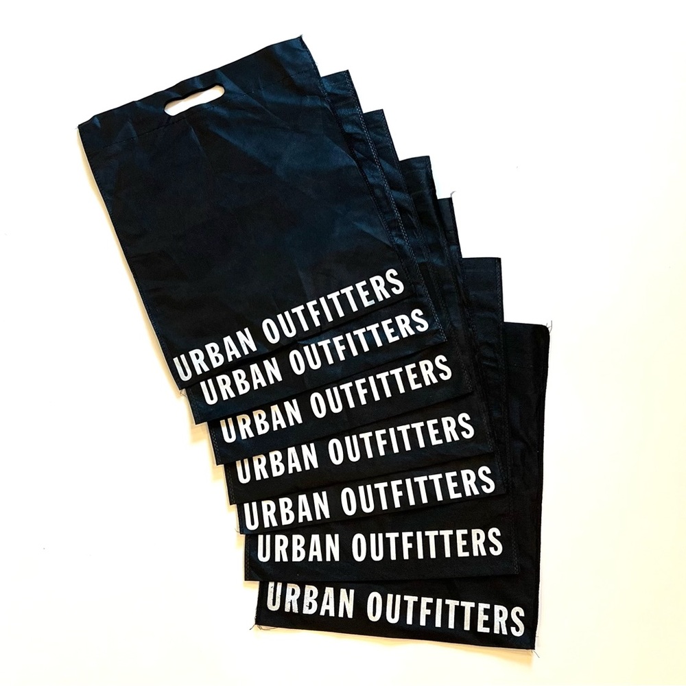 Urban Outfitters Set of 7 Reusable Black & White Shopping Bags Totes